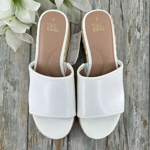 Women's Dressy Raffia Platform Slide Sandals Shies Size 8